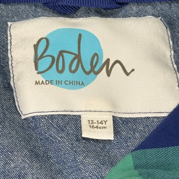 Mini Boden Boys Buffalo Plaid Long Sleeve Button Down Shirt, Blue/Green 13-14Y - Picture 5 of 10